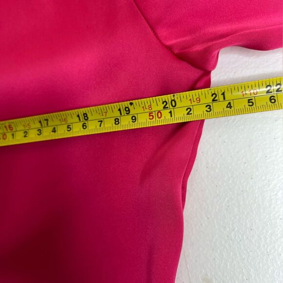 Zara Hot Pink Satin V Neck Long Sleeve Button Front French Cuff Shirt Women XS - Picture 13 of 15